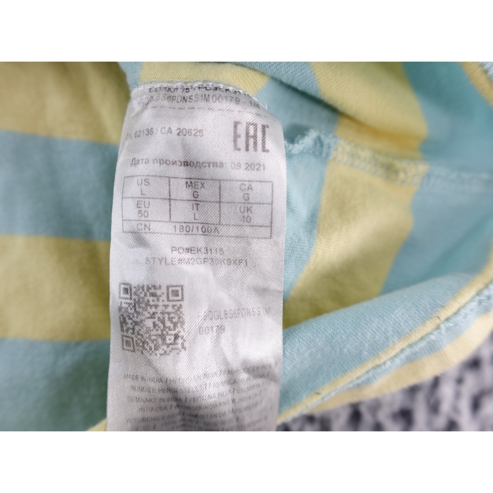 Guess Originals Striped T Shirt Yellow Blue Daisy Logo Short Sleeve Mens L - Picture 6 of 8